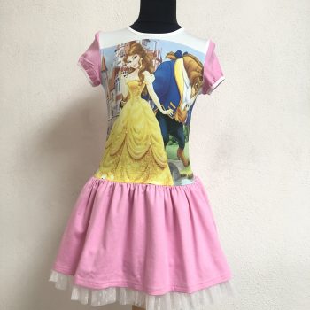 Детска рокля "Красавицата Бел" с къс ръкав